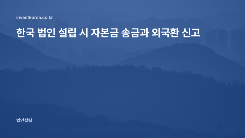 한국 법인 설립 시 자본금 송금과 외국환 신고