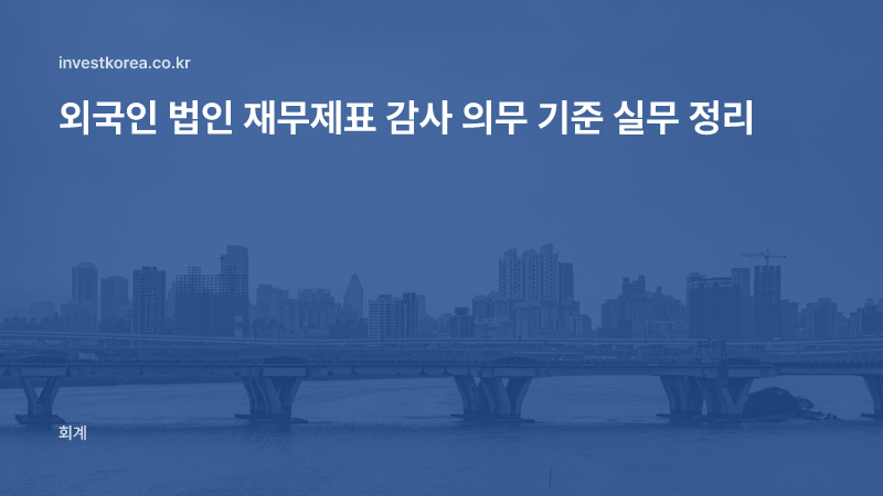 외국인 법인 재무제표 감사 의무 기준 실무 정리