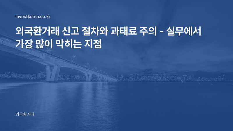 외국환거래 신고 절차와 과태료 주의 - 실무에서 가장 많이 막히는 지점