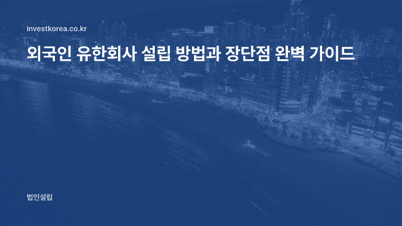 외국인 유한회사 설립 방법과 장단점 완벽 가이드